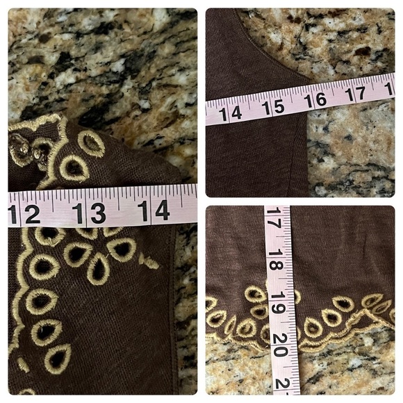 Sportmax Brown Vneck Top Womens Brown Linen Blend Sleeveless Eyelet Boho Mature - Picture 6 of 9